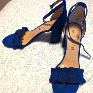 Blue felt high heels